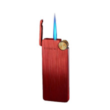 Windproof Butane Torch Lighter with Blue Flame, Adjustable Flame Control, Refillable Metal Design for Camping