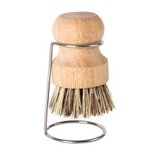 Dish Scrub Brush with Durable Palm Bristles and Stainless Steel Holder for Pots, Pans and Sinks
