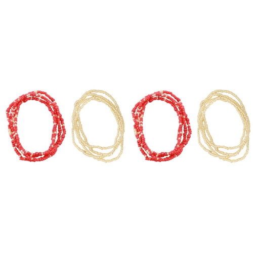 4 Pcs Bikini Chain Beach Waist Beads Double-String Red 1