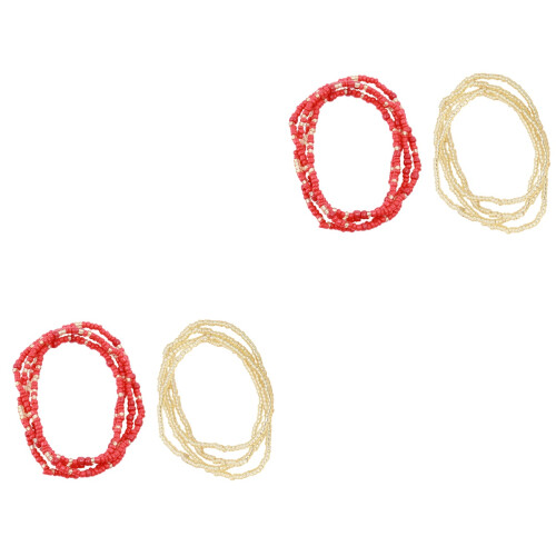 4 Pcs Bikini Chain Beach Waist Beads Double-String Red 2