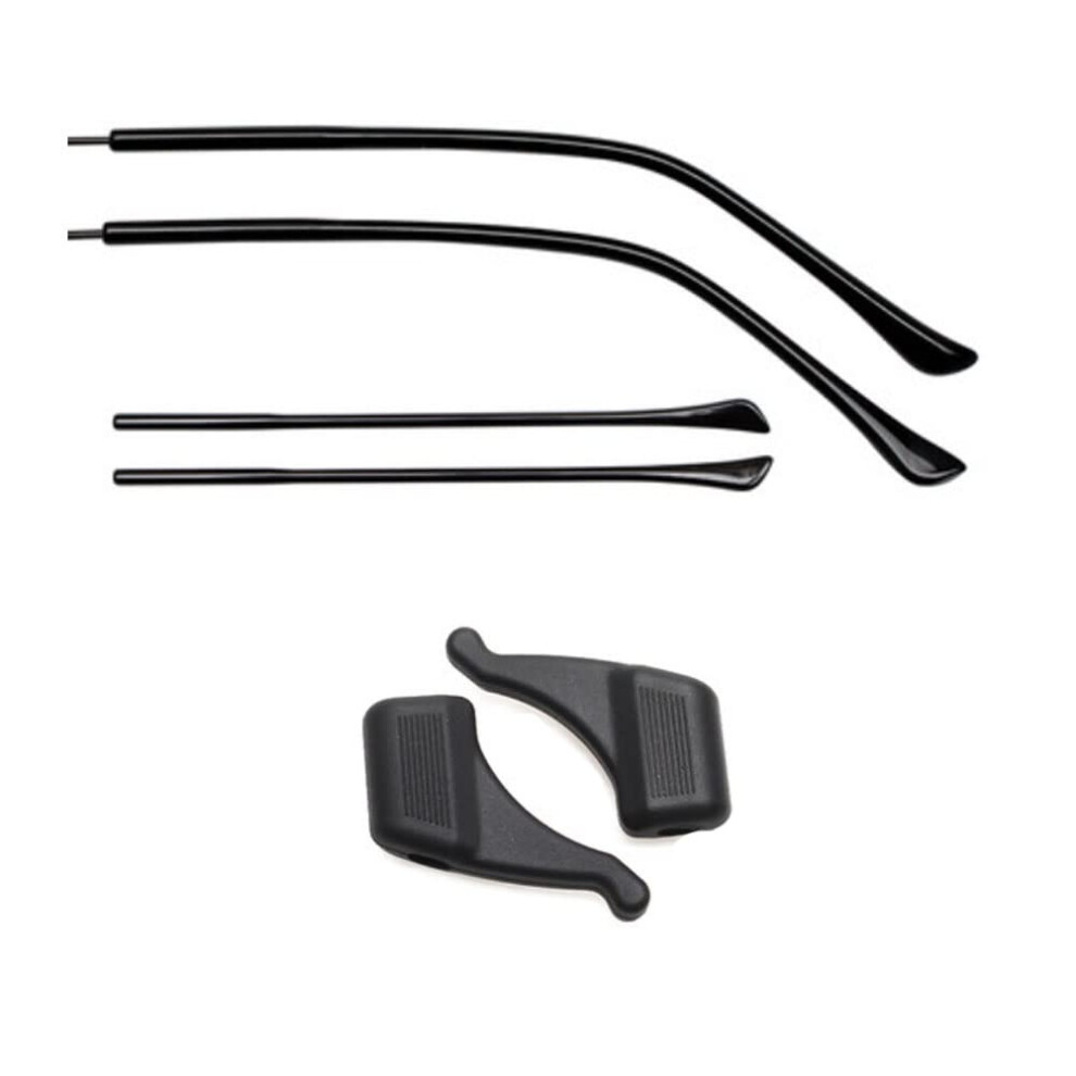 2 Pairs Eyeglass Replacement Temples with AntiSlip Silicone Tips and Ear Hooks, Lengthened TR Arms