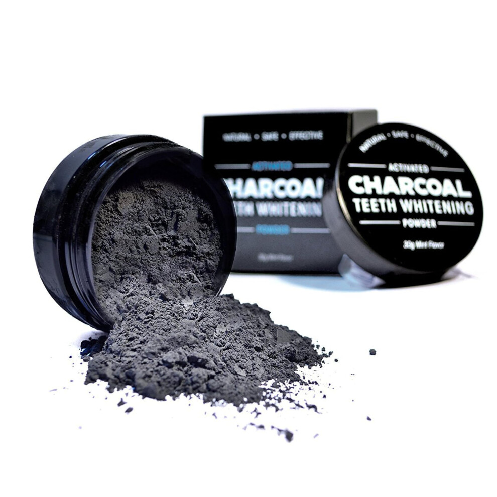 Teeth Whitening Powder with Activated Charcoal, Mint Flavored Natural Whitener, Travel Size 0.81oz