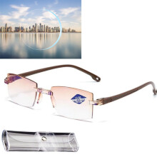 Reading Glasses Progressive Multifocal 3X Accurate Sizing Anti Blue Light Brown Frame for Seniors
