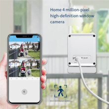 2K 4MP Heminomhuskamera WiFi-Ansluten Fönsterkamera Säkerhetsövervakningskamera med Rörelse- och Ljuddetektering EU