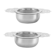 2Pcs Tea Filter, Stainless Steel Tea Strainer with Bowl, Ultra Fine Mesh Tea Strainers with Double Winged Handles