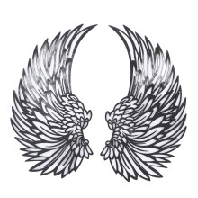 Wings Wandbild aus Metall, Relief-Design, 45 cm, Schwarz mit Beleuchtung