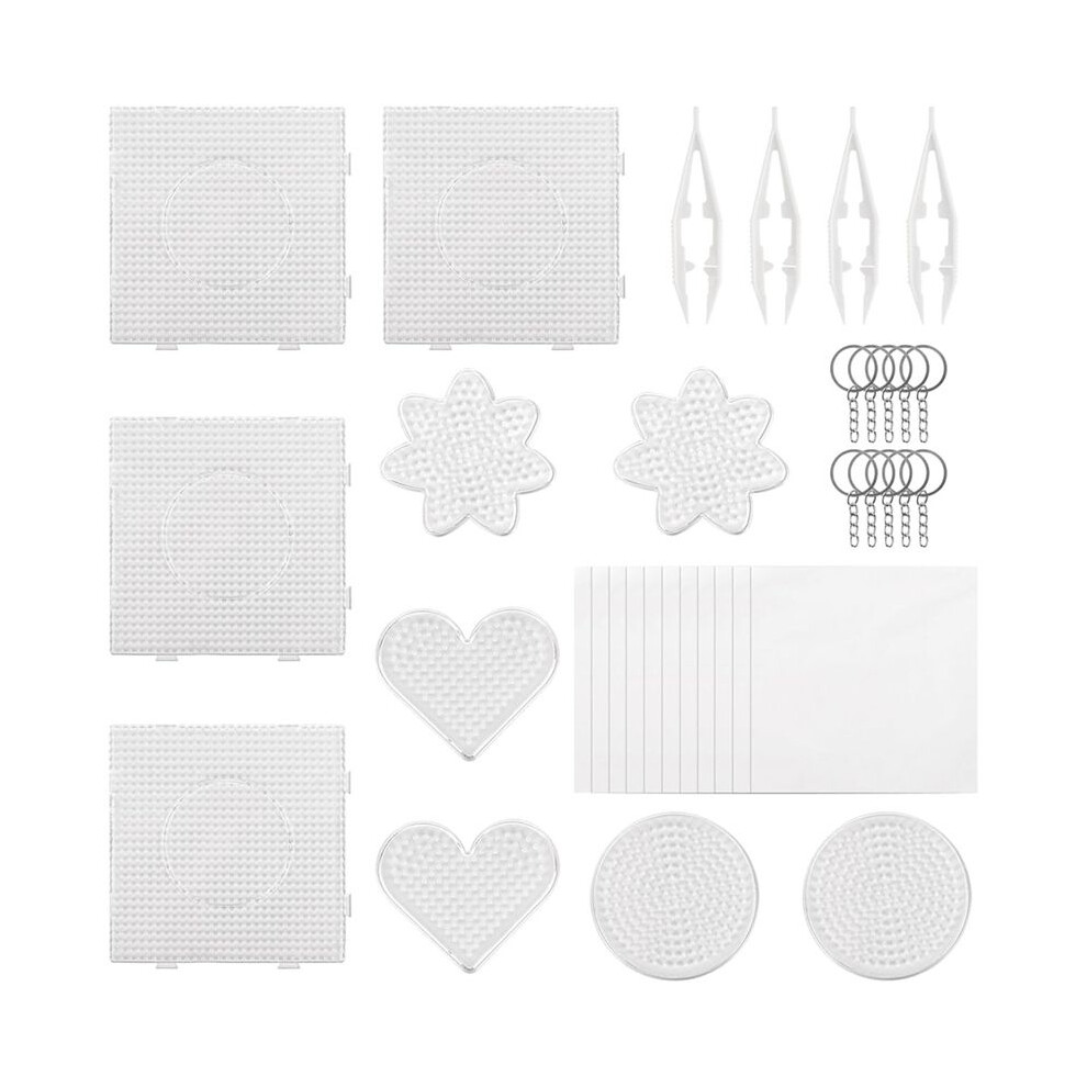 10Pcs 5Mm Fuse Beads Pegboards,Multiple Shapes Melty Beads Peg Boards With 4Pcs Tweezers For Ironing Art Kit And Crafts 4711521358902