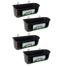 Hängande Staketmatare för Kycklingget, Vattentråg för Hjortanka Hund och Smågrisar, Gåsvattentråg Svart 4-Pack