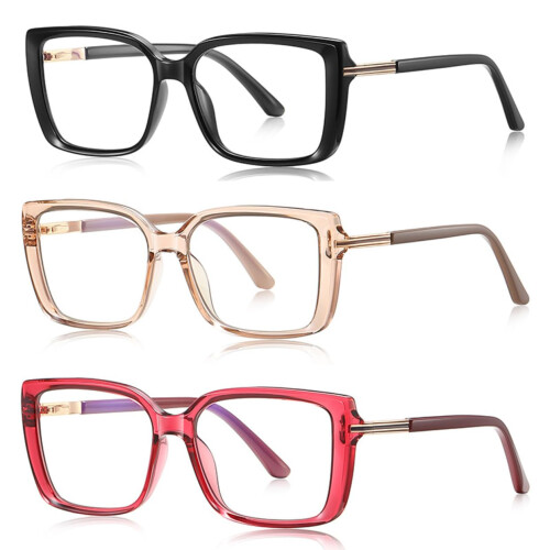 Women's Retro Oversized Square Reading Glasses 1.25x Blue Light Blocking 3 Colors