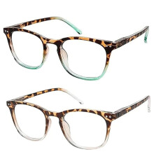 Women's Leopard Print Reading Glasses +400 Anti Blue Light 2 Pack Color C for Women