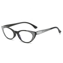 Women's Cat Eye Blue Light Blocking Reading Glasses 2.0 Magnification Black Frame