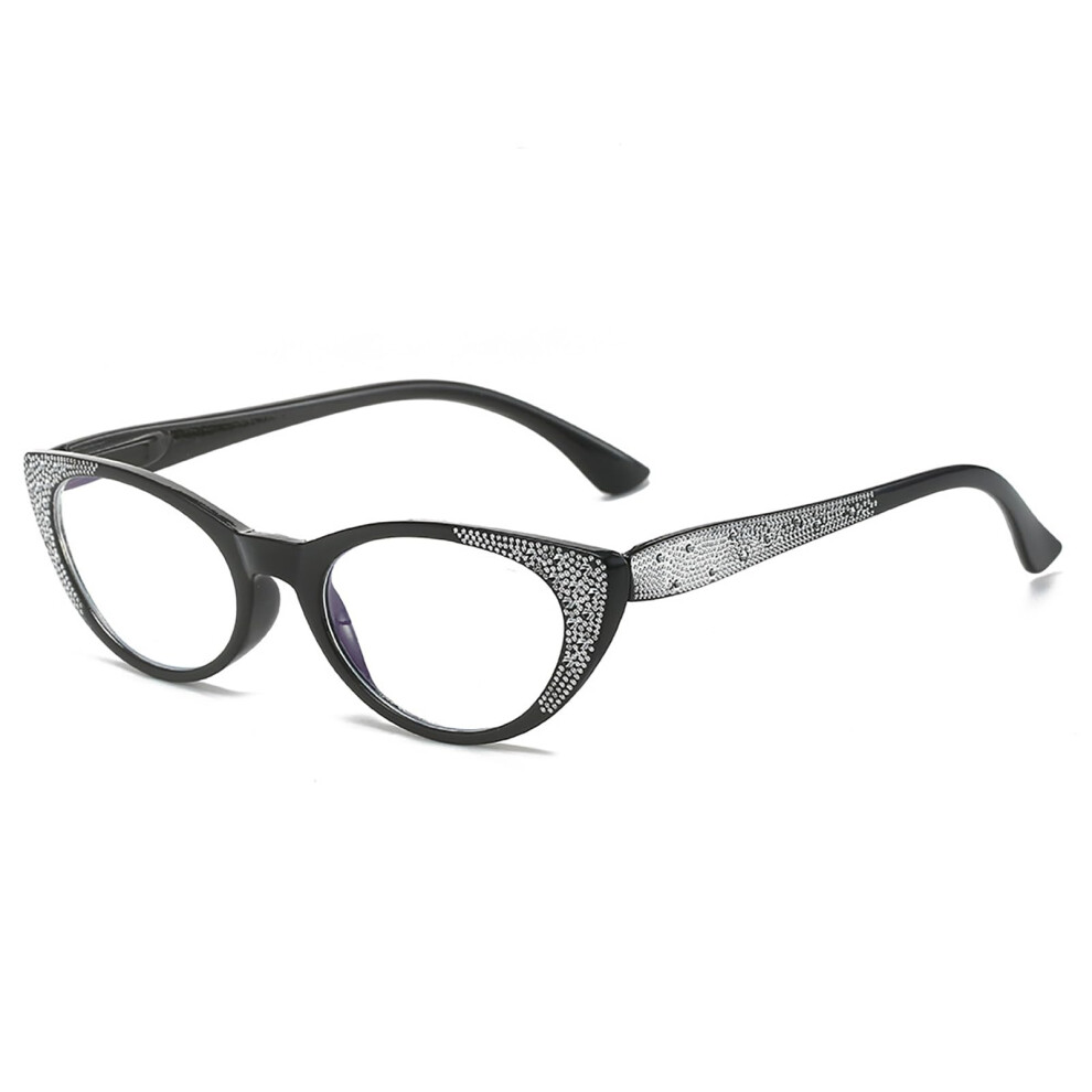 Blue/Light/Black Women's Cat Eye Blocking Reading Glasses 2.0 Magnification Frame