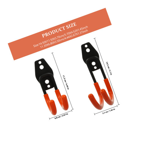 4Pcs Garage Wall Hooks Heavy Duty Orange Iron Ladder Tool Organizer 1