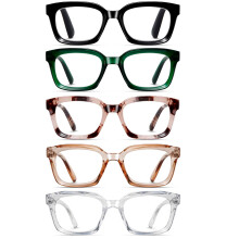 Oversized Square Reading Glasses for Women 3.0 Diopter Blue Light Blocking Spring Hinge Multi Color