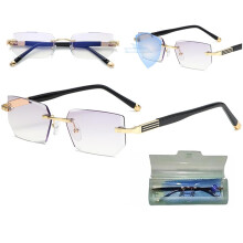 Gold Reading Glasses +4.00 Magnification Anti Blue Light Protection with Intelligent Auto Focus