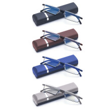 Reading Glasses for Men 2.75x Blue Light Blocking, 4 Pack with Case, Black Brown Blue Grey