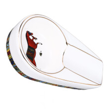 White Ceramic Cigar Ashtray with Non-Slip Holder for Living Room & Office