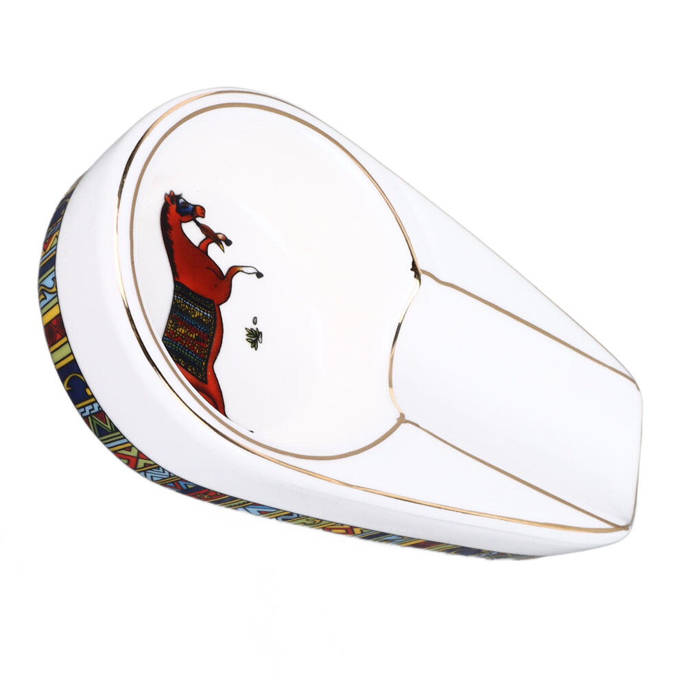White Ceramic Cigar Ashtray With Non-Slip Holder For Living Room & Office