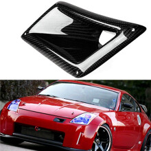 2X Left Side Real Carbon Fiber Board Car Front Bumper Air Vent Intake Outlet Duct Cover Trim for 350Z Z33 03-09