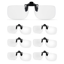 6 Pairs Clip On Reading Glasses 3.0x Magnification Blue Light Blocking Classic Finish