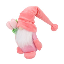 Pinkes Frühlingsgnomen-Plüschtier, Handgefertigte Stoffdekoration, 15 cm