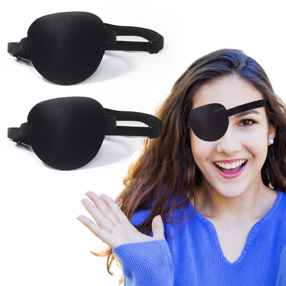 Black Eye Patch For Adults 2 Pack Â 3D Contoured Adjustable Medical Eye Patch For Vision Therapy