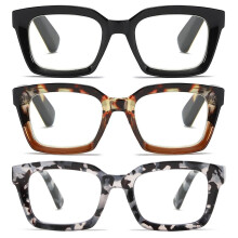 3 Pack Oversized Square Reading Glasses for Women, 2.5x Magnification Blue Light Blocking