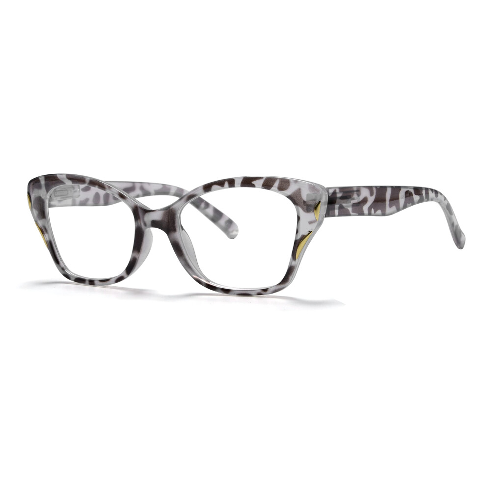 Grey Cat Eye Reading Glasses For Women Tortoise Frame With 3.0X Magnification Handheld Magnifier
