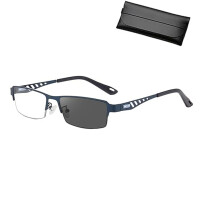 Photochromic Reading Glasses 3.5 Blue Light Blocking Compact Lightweight Blue Frame