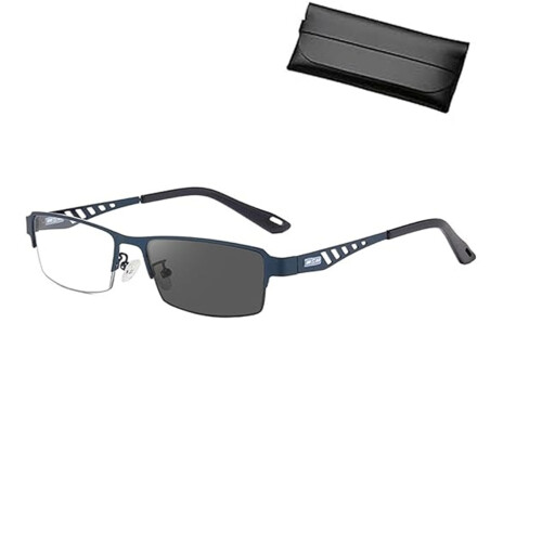Photochromic Reading Glasses 3.5 Blue Light Blocking Compact Lightweight Blue Frame