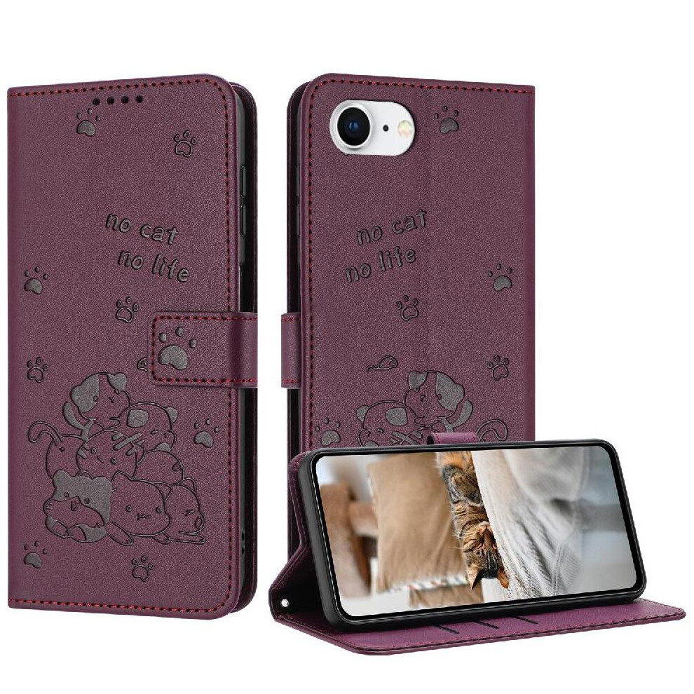 () Flip Case For Iphone 17E Cute Cat Card Holder Kickstand Pu Leather Leather Wallet 764563193295