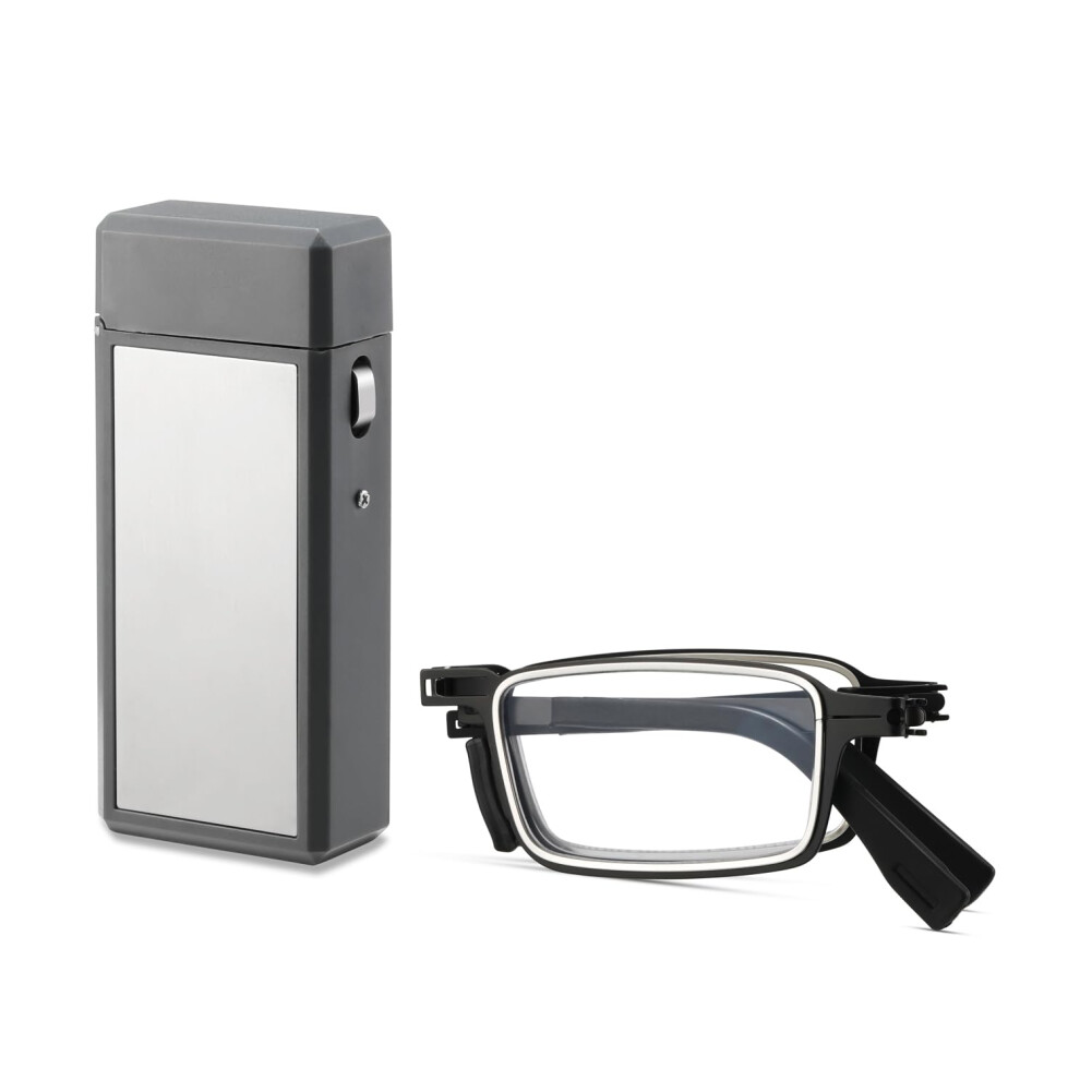 Blue/Light Folding Reading Glasses 2.0 Diopter Blocking Compact Readers For Men With Case