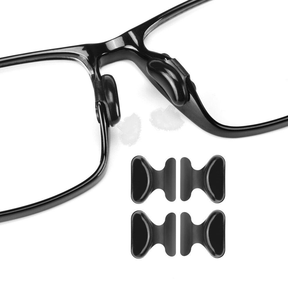 Black Eyeglass Nose Pads Adhesive Silicone 2.8Mm Anti Slip Grip For Plastic Frames And Sunglasses 12 Pairs