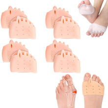 Toe Separators for Bunion Relief, Silicone Hallux Valgus Gel Sleeves, 4 Pairs Skin Tone