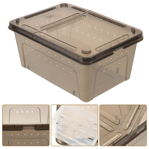 aquário para tartaruga com plataforma e tanque transparente preto 1