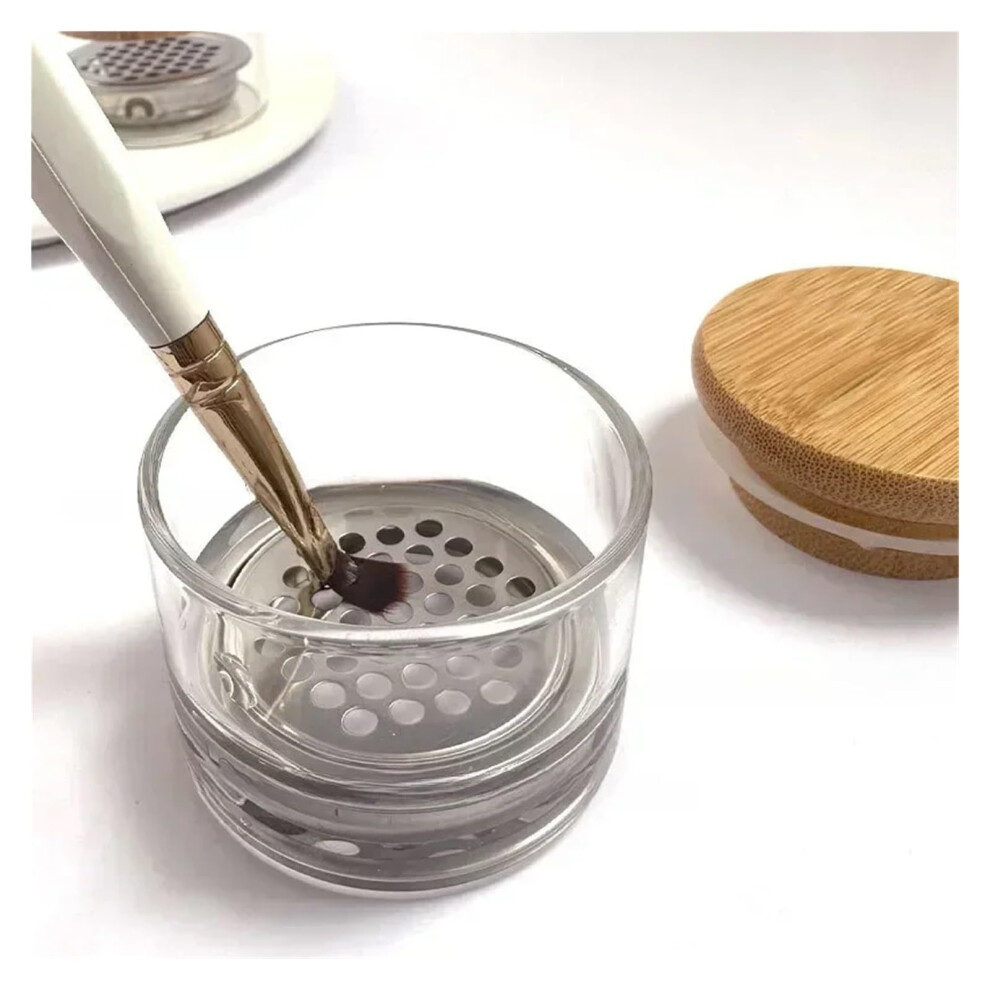 Nail Brush Cleaning Cup with Stainless Steel Mesh Filter, Keeps Brushes Upright for Salon Use