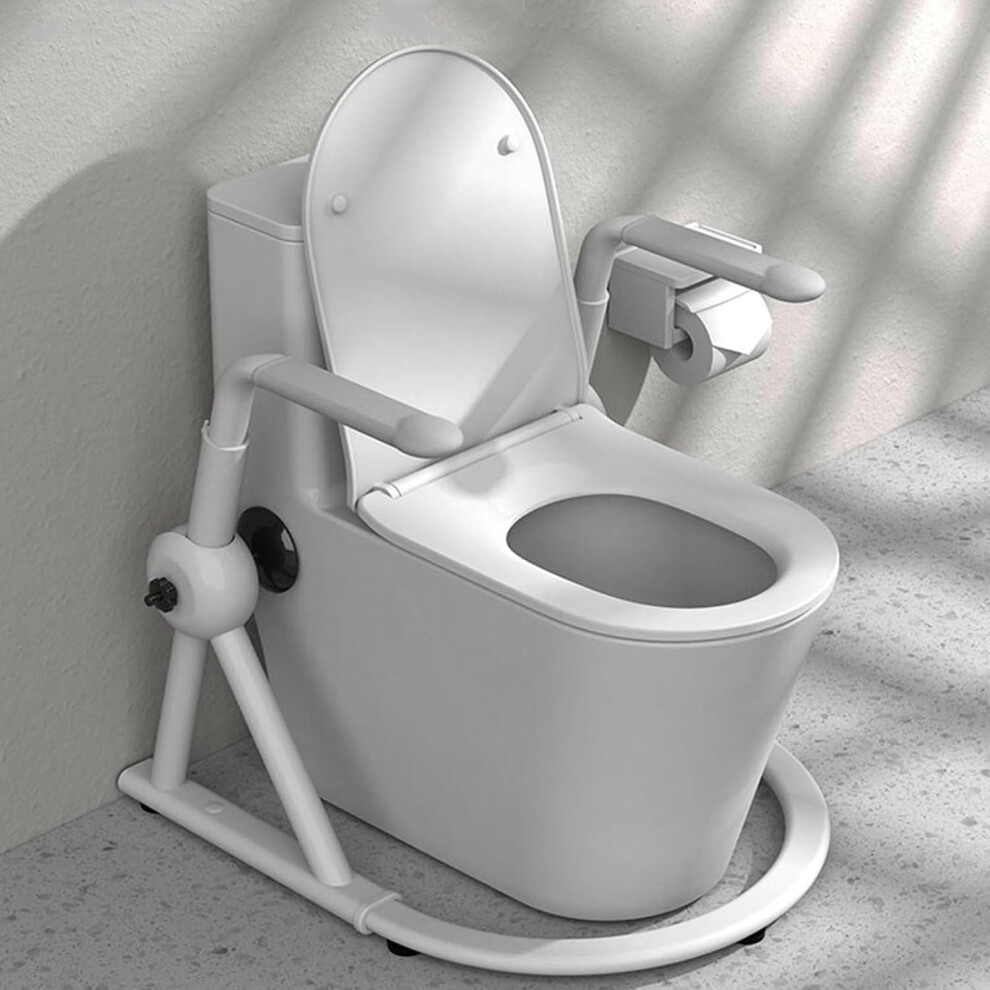 Toilet Safety Rail with Adjustable Height and Foldable Arms, Bathroom Support Frame for Seniors and Disabled