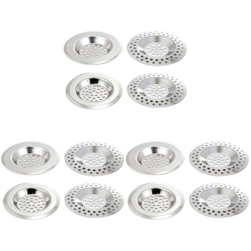 12Pcs Silver Kitchen Sink Filter Screen Metal Strainer for Home 1