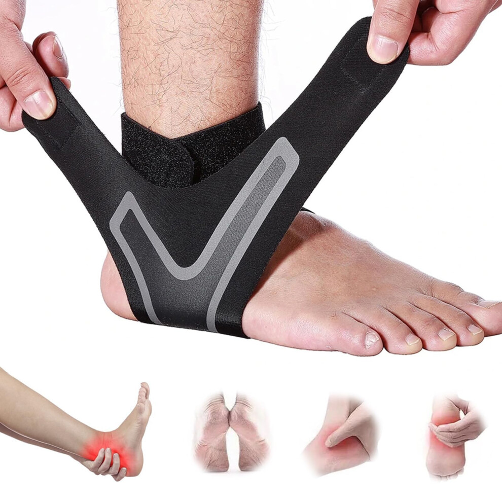 Black Plantar Fasciitis Foot Wrap With Targeted Arch Compression, Adjustable Unisex Xl For Pain Relief