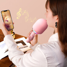 Drahtloses Bluetooth-Mikrofon Pink, 5 Lichtmodi, 1200mAh Lithiumbatterie