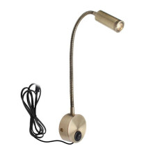 Wandmontierte Leselampe Wandlampe Schlauch Nachttischlampe Schaltersteuerung Wandlampe im Minimalistischen Stil (Goldener EU-Stecker)