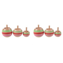 6Pcs Wooden Colorful Top Kids Toy 3 Sizes for Children Above 3 Years Old