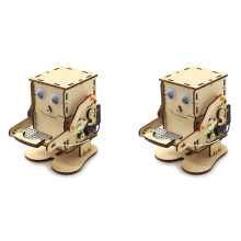 2X Robô Comendo Moeda de Madeira, Modelo Diy, Kit de Projeto de Haste de Aprendizagem para Crianças, Experimento Científico, Kit de Montagem de