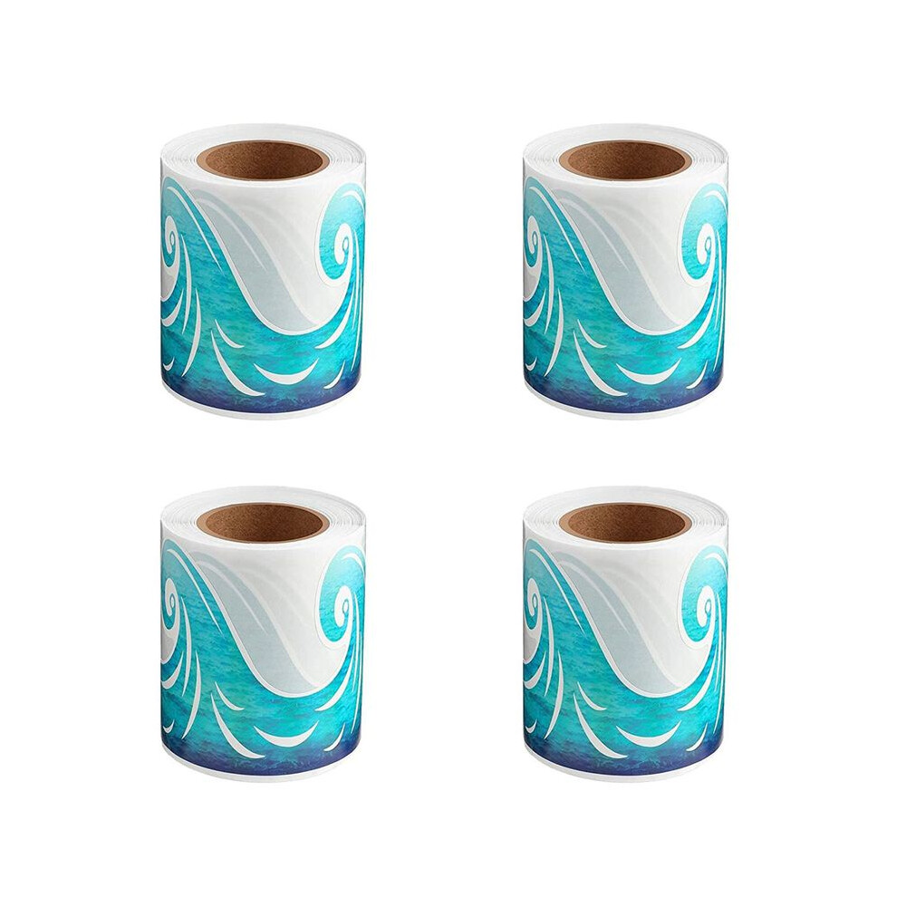 4X Ocean Wave Bulletin Board Border Sticker Classroom Blackboard Bulletin Board Paper Self-Adhesive Border Trim 6034080285211