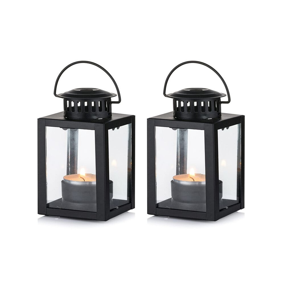 Semoic Lanterns For Candles Garden Lanterns, 2 Pcs Vintage Style Hanging Small Lanterns For Tealight Candle, Tea Light Holders