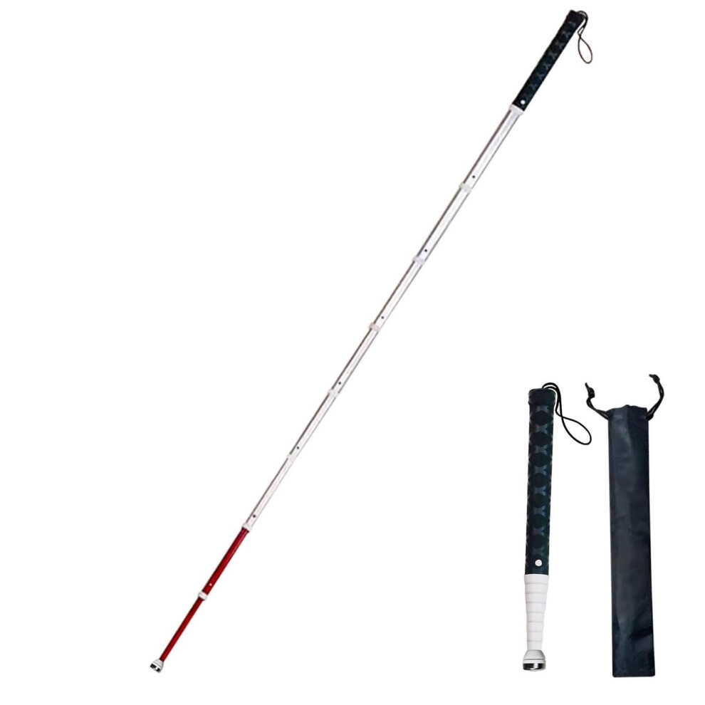 Blind Cane 138cm Telescopic Foldable Walking Cane with Rotating Tip and Wrist Strap for Visually Impaired