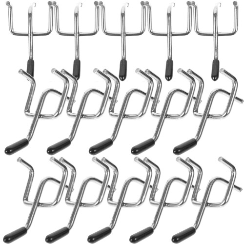 50Pcs Iron Pegboard Hangers Silver Utility Hooks for Garage and Store 2