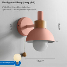 Lampa do Salonu na Werandzie Nordic Minimalistyczna Nowoczesna Lampka Nocna do Sypialni Macaron Kinkiet (RóżOwy)