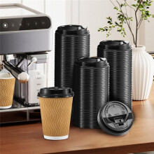 200Pcs Count Coffee Cup Lids, 3.54inch Disposable Plastic Lids for 10oz, 12oz, 16oz, and 20oz Paper Cups Black