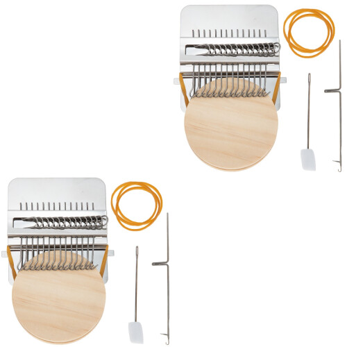 2Sets Houten Mini Weefgetouw Kit Khaki Thuisgebruik Knutsel Set 2